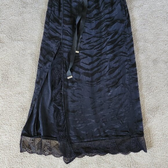 Zadig & Voltaire black lace slit silk maxi skirt Sz 34  US Sz 4 pockets - Picture 12 of 15